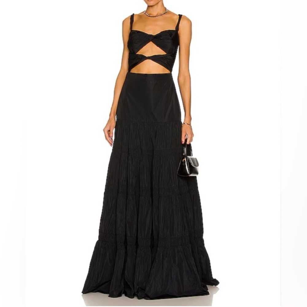 Alexis Azalea Black Gown Cut Out Black Tie Tiered Maxi Dress Ruffle Elegant Chic